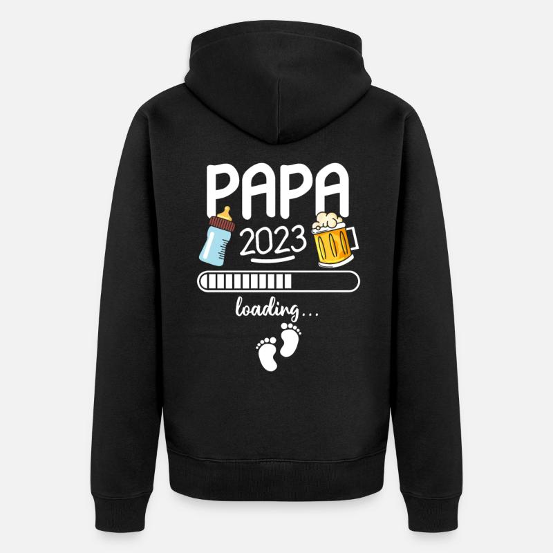 Werdender Papa 2023 Loading - Unisex Premium Bio Zip Hoodie - Schwarz