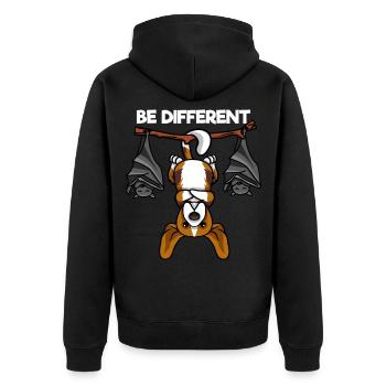 Be Different Beagle mit Fledermäusen - Unisex Premium Bio Zip Hoodie - Schwarz - Hinten - Nico (187cm)