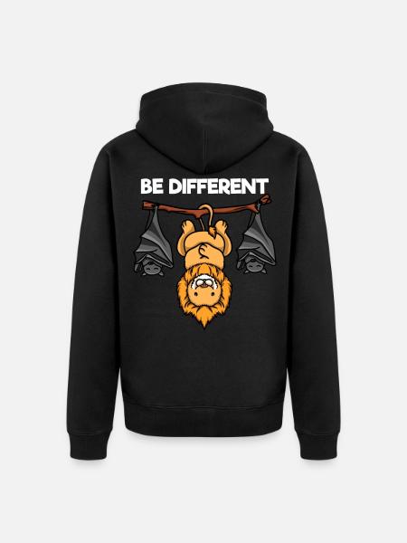 Be Different Löwe und Fledermäuse - Unisex Premium Bio Zip Hoodie - Schwarz
