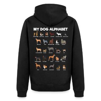Mein Hundealphabet ABC Hunde Buchstaben - Unisex Premium Bio Zip Hoodie - Schwarz - Hinten - Nico (187cm)