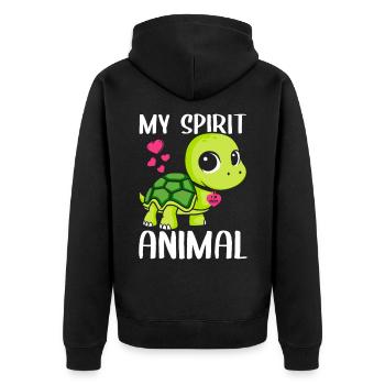 Schildkröte I Love Mom My Spirit Animal Mama - Unisex Premium Bio Zip Hoodie - Schwarz - Hinten - Nico (187cm)