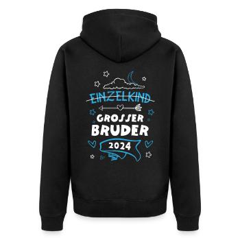 Großer Bruder 2024 Baby - Unisex Premium Bio Zip Hoodie - Schwarz - Hinten - Nico (187cm)
