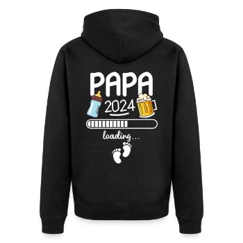 Papa 2024 Loading - Unisex Premium Bio Zip Hoodie - Schwarz - Hinten - Nico (187cm)