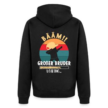 Bääm! Großer Bruder Loading Dabbing Junge - Unisex Premium Bio Zip Hoodie - Schwarz - Hinten - Nico (187cm)
