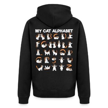 Mein Katzenalphabet ABC Katzen Buchstaben Katze - Unisex Premium Bio Zip Hoodie - Schwarz - Hinten - Nico (187cm)