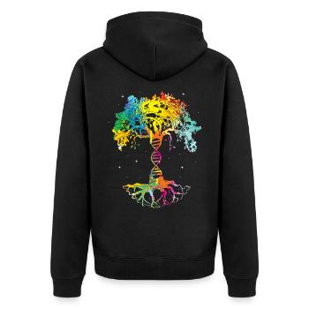 Baum des Lebens DNA Wissenschaft Baum des Wissens - Unisex Premium Bio Zip Hoodie - Schwarz - Hinten - Nico (187cm)