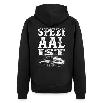 Lustige Angler Geschenke Speziaalist Aal Angeln - Unisex Premium Bio Zip Hoodie - Schwarz - Hinten - Nico (187cm)