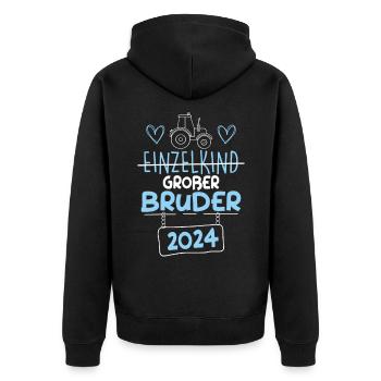 Großer Bruder 2024 - Unisex Premium Bio Zip Hoodie - Schwarz - Hinten - Nico (187cm)