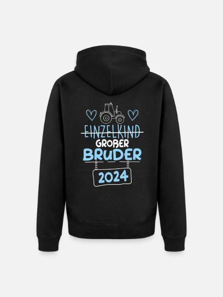 Großer Bruder 2024 - Unisex Premium Bio Zip Hoodie - Schwarz