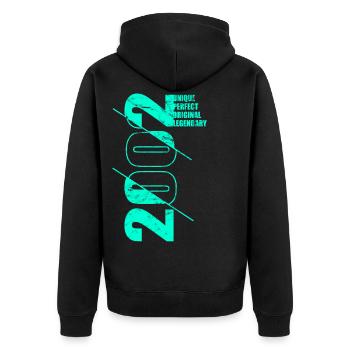 Legendär Original - Jahrgang 2002 - 20. Geburtstag - Unisex Premium Bio Zip Hoodie - Schwarz - Hinten - Nico (187cm)