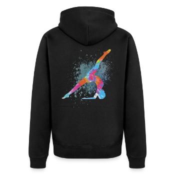 Bunt Figur Turnen Turnerin Gymnastik Geschenke - Unisex Premium Bio Zip Hoodie - Schwarz - Hinten - Nico (187cm)