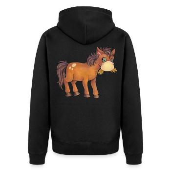 Niedliches Pferd Geschenk Kind Geburtstag - Unisex Premium Bio Zip Hoodie - Schwarz - Hinten - Nico (187cm)