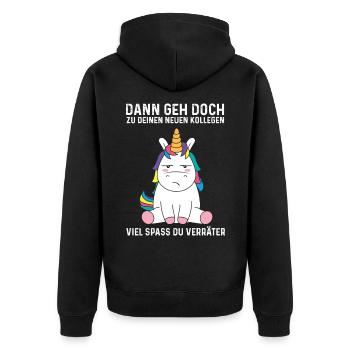 Jobwechsel Kollege Arbeitskollege Spruch neuer Job - Unisex Premium Bio Zip Hoodie - Schwarz - Hinten - Nico (187cm)