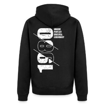 Legendary Original - Born 1980 Birthday - Unisex Premium Organic Zip Hoodie - black - Back - Nico (187cm)