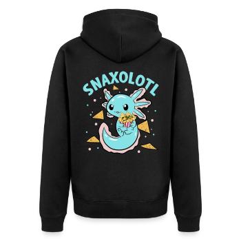 Snaxolotl Snack Nachos Axolotl - Unisex Premium Bio Zip Hoodie - Schwarz - Hinten - Nico (187cm)