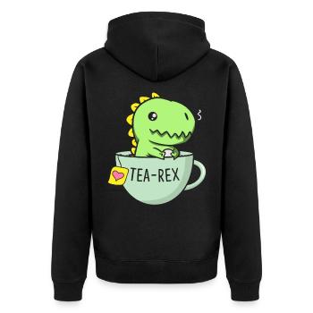 Tea Rex Cute Dinosaur TRex In A Tea Cup - Unisex Premium Bio Zip Hoodie - Schwarz - Hinten - Nico (187cm)