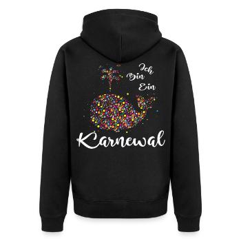 Ich Bin Ein Karnewal Konfetti Fasching Karneval - Unisex Premium Bio Zip Hoodie - Schwarz - Hinten - Nico (187cm)