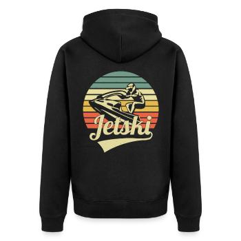 Jet Ski Retro Vintage Sunset Water Scooter Jet Ski - Unisex Premium Bio Zip Hoodie - Schwarz - Hinten - Nico (187cm)