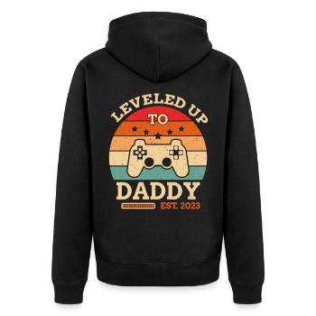 Level Up To Daddy 2023 Gamer - Unisex Premium Bio Zip Hoodie - Schwarz - Hinten - Nico (187cm)