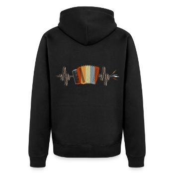 Akkordeon Herzschlag Zieharmonika - Unisex Premium Bio Zip Hoodie - Schwarz - Hinten - Nico (187cm)