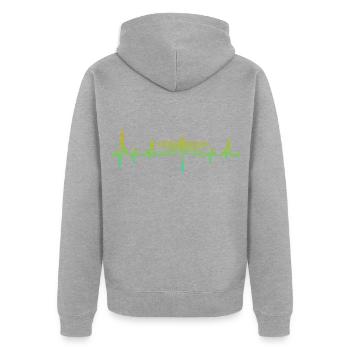 Herzschlag Libelle Libellen Dragonfly - Unisex Premium Bio Zip Hoodie - Grau meliert - Hinten - Nico (187cm)