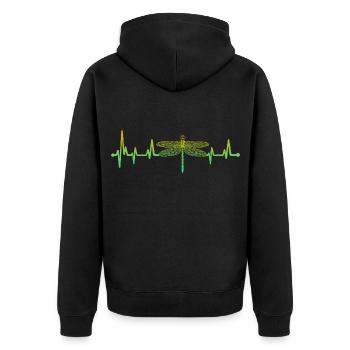 Heartbeat Dragonfly Dragonflies Dragonfly - Unisex Premium Organic Zip Hoodie - black - Back - Nico (187cm)
