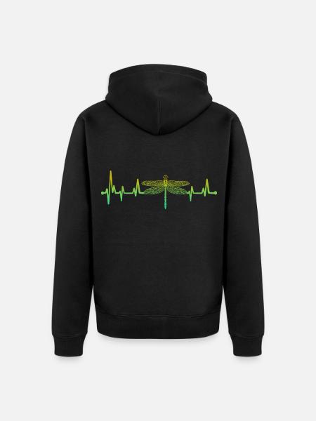 Herzschlag Libelle Libellen Dragonfly - Unisex Premium Bio Zip Hoodie - Schwarz