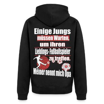 Fußball Opa - Unisex Premium Bio Zip Hoodie - Schwarz - Hinten - Nico (187cm)