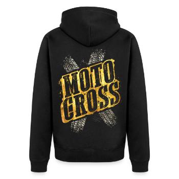 Motocross - Pilote de motocross - Conduite de motocross - Veste à capuche bio Premium Unisexe - noir - Dos - Nico (187cm)