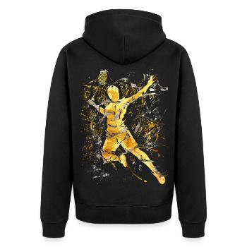Badminton - Smash - Badminton - Unisex Premium Organic Zip Hoodie - black - Back - Nico (187cm)