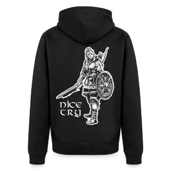 Nice Essayez Valkyrie - Veste à capuche bio Premium Unisexe - noir - Dos - Nico (187cm)