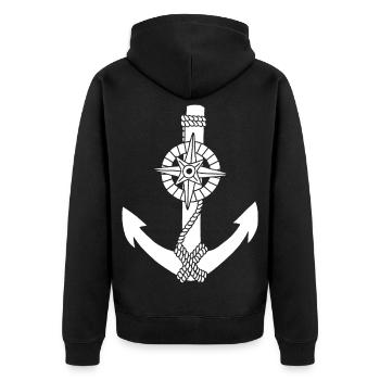 White anchor compass - Unisex Premium Organic Zip Hoodie - black - Back - Nico (187cm)