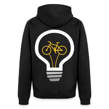 Fahrrad in Bombilla: Grüne Idee - Unisex Premium Bio Zip Hoodie - Schwarz - Hinten - Nico (187cm)