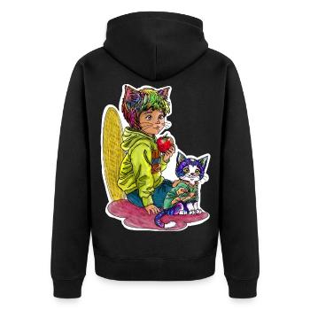 Beste Freunde - Unisex Premium Bio Zip Hoodie - Schwarz - Hinten - Nico (187cm)