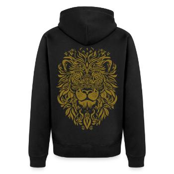 Lion Mandala Visage Tête de Lion Floral - Veste à capuche bio Premium Unisexe - noir - Dos - Nico (187cm)