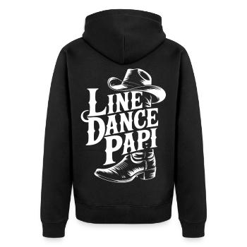 Western Country Style Line Dance Opa - Unisex Premium Bio Zip Hoodie - Schwarz - Hinten - Nico (187cm)