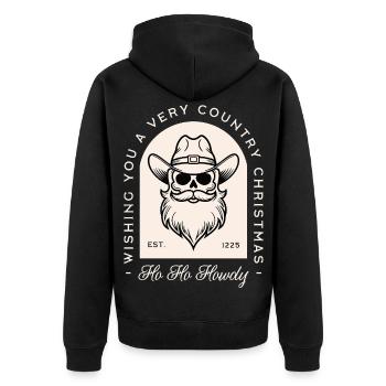 Christmas cowboy wishes Santa skull creepy western - Unisex Premium Organic Zip Hoodie - black - Back - Nico (187cm)