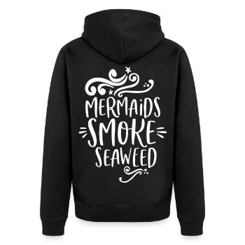 Mermaids smoke Seaweed - Unisex Premium Organic Zip Hoodie - black - Back - Nico (187cm)