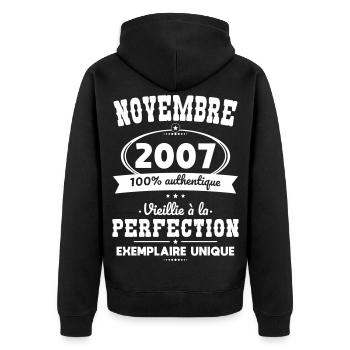 18th Birthday - November 2007 Perfection - Unisex Premium Organic Zip Hoodie - black - Back - Nico (187cm)