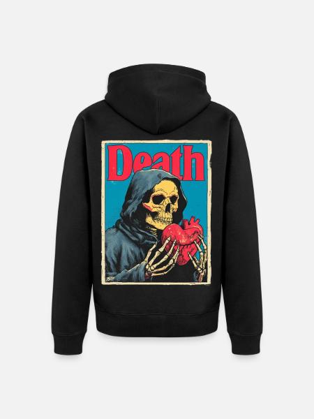 Tod mit Herz Skelett - Unisex Premium Bio Zip Hoodie - Schwarz
