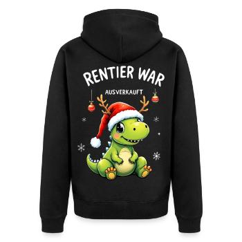 Rentier War Ausverkauft Weihnachts Dino Mit Mütze - Unisex Premium Bio Zip Hoodie - Schwarz - Hinten - Nico (187cm)