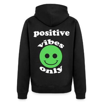 Ondes positives uniquement - Veste à capuche bio Premium Unisexe - noir - Dos - Nico (187cm)