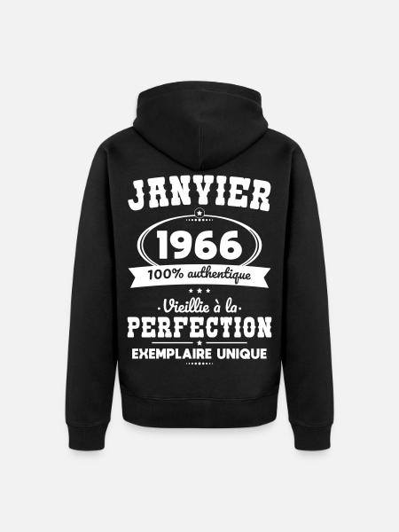 60th Anniversary - January 1966 Perfection - Unisex Premium Organic Zip Hoodie - black