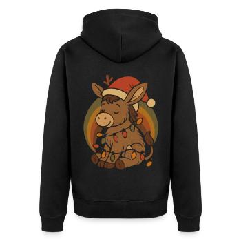 Retro Vintage Esel Elfe Weihnachten Geschenk - Unisex Premium Bio Zip Hoodie - Schwarz - Hinten - Nico (187cm)