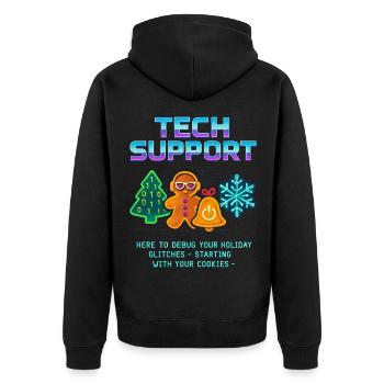 Funny Technical Support Debug Christmas - Unisex Premium Organic Zip Hoodie - black - Back - Nico (187cm)