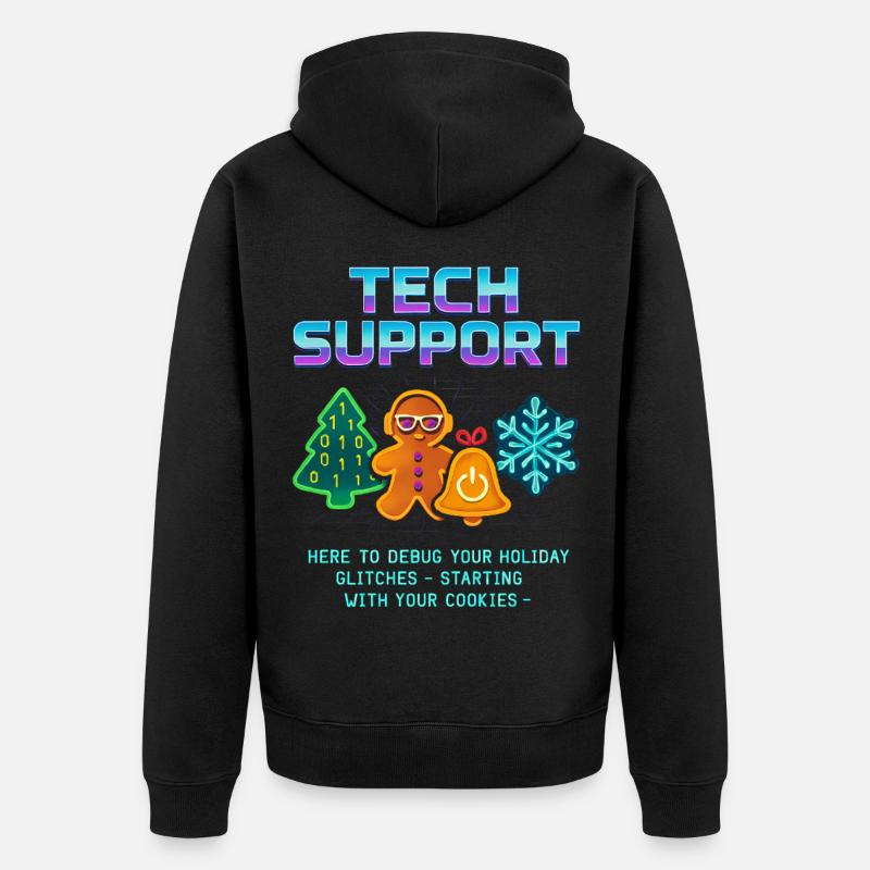 Funny Technical Support Debug Christmas - Unisex Premium Organic Zip Hoodie - black