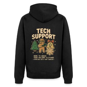 Vintage Tech Support Retro IT Christmas - Unisex Premium Organic Zip Hoodie - black - Back - Nico (187cm)