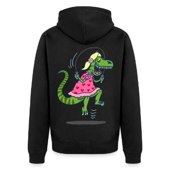 Tyrannosaurus Rex Hunting Ruse - Unisex Premium Organic Zip Hoodie - black - Back - Nico (187cm)