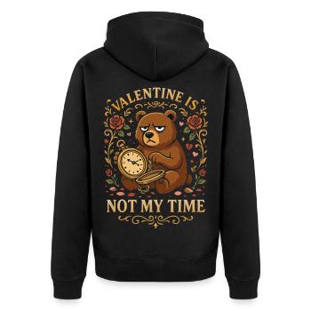 Valentine Is Not My Time - Unisex Premium Organic Zip Hoodie - black - Back - Nico (187cm)