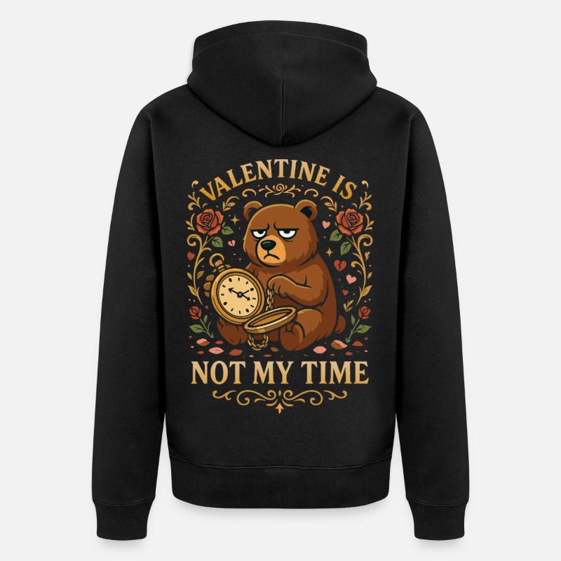 Valentine n’est pas mon moment - Veste à capuche bio Premium Unisexe - noir